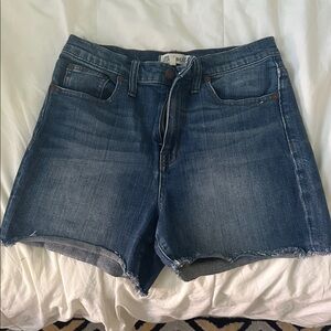 Madewell Blue Denim Frayed Shorts